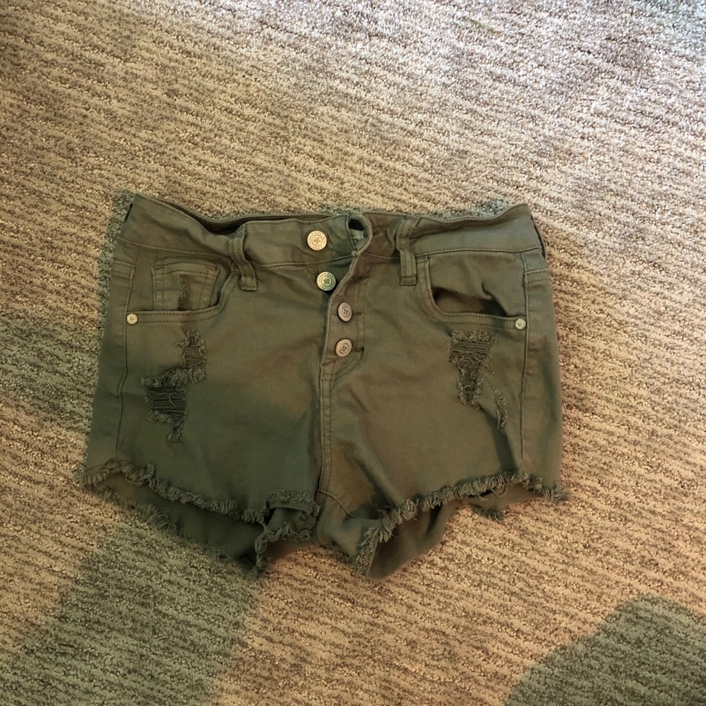 Army green jean shorts